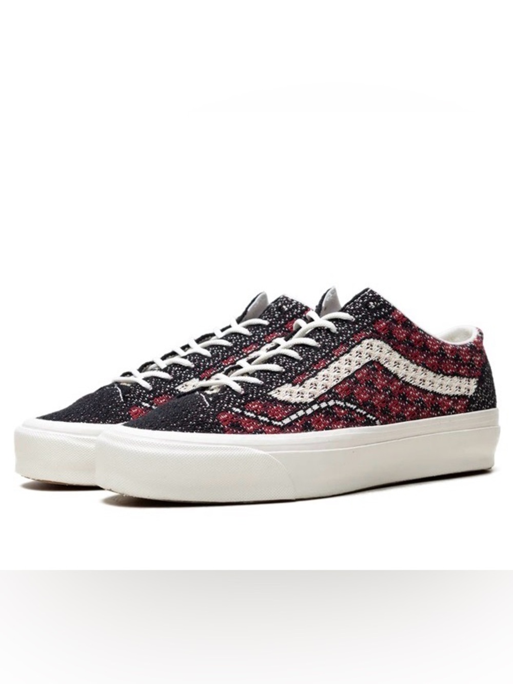 NEW Vans Men's Lx Old Skool 36 Premium Skate shoes Geo Check Bordeaux Sz 7.5 W 9